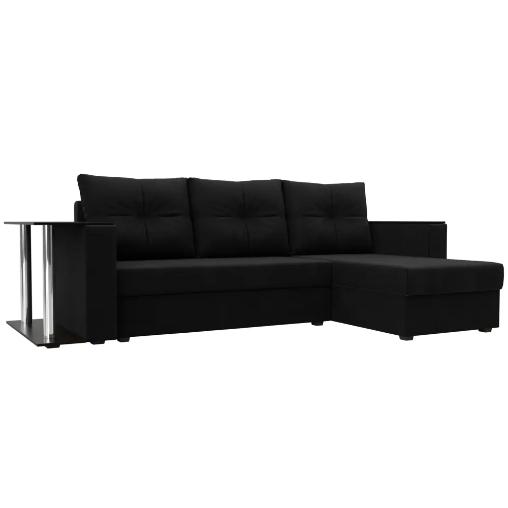 Фото Диван раскладной Лига диванов 112508_спб 241x85x140 см вельвет цвет черный Фото Диван раскладной Лига диванов 112508_спб 241x85x140 см вельвет цвет черный