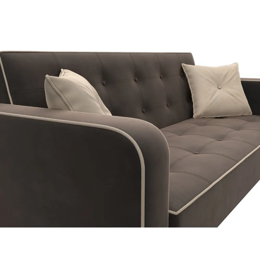 Фото 3 Диван раскладной Лига диванов 211x82x86 см велюр цвет коричневый\бежевый\бежевый