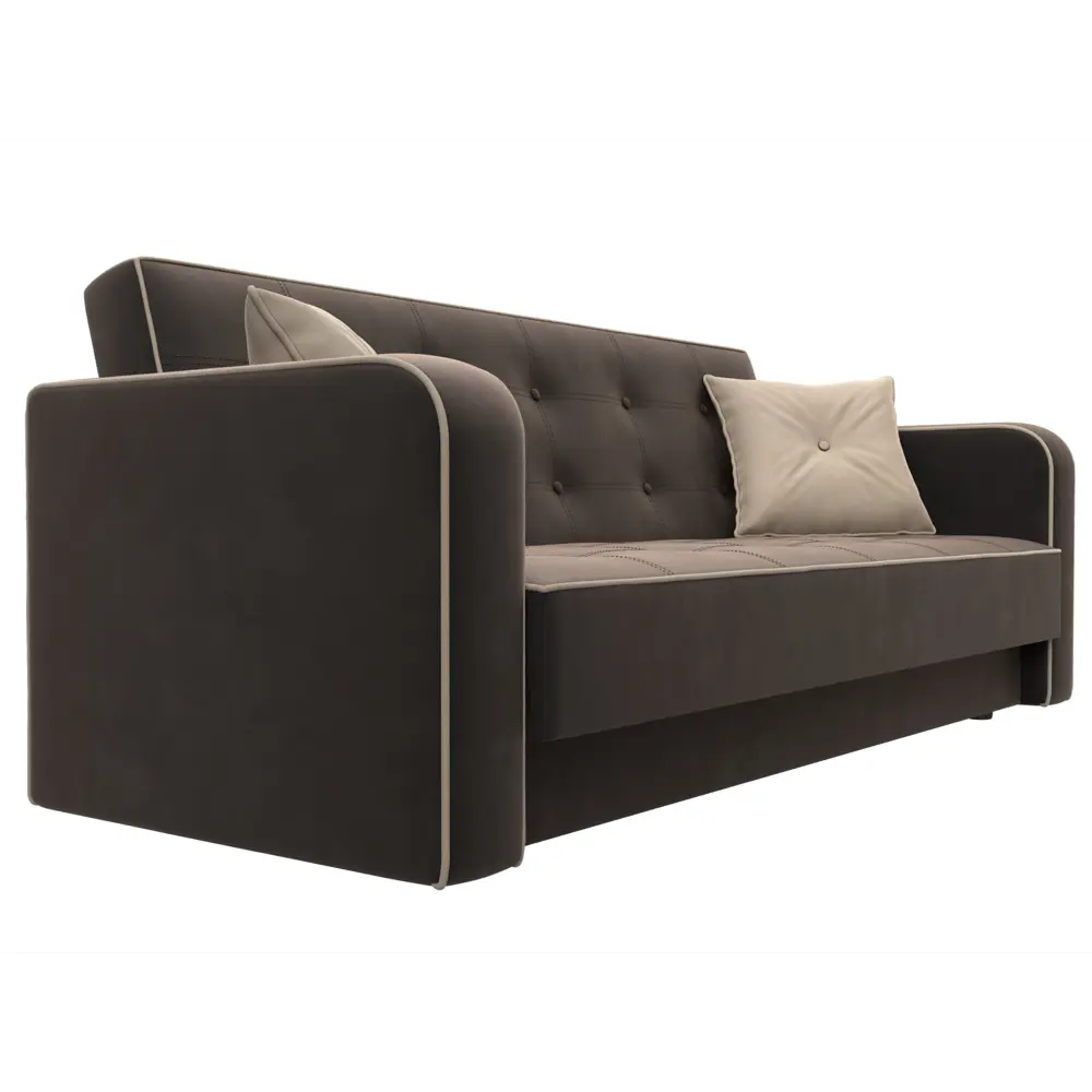 Фото 4 Диван раскладной Лига диванов 211x82x86 см велюр цвет коричневый\бежевый\бежевый Фото 4 Диван раскладной Лига диванов 211x82x86 см велюр цвет коричневый\бежевый\бежевый