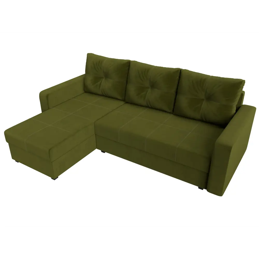 Фото 5 Диван раскладной Лига диванов 117729L_спб 226x85x140 см вельвет цвет зеленый Фото 5 Диван раскладной Лига диванов 117729L_спб 226x85x140 см вельвет цвет зеленый