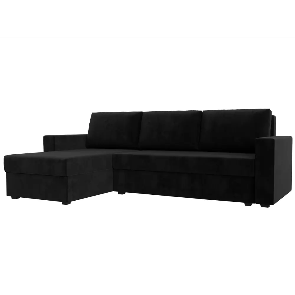Фото Диван раскладной Лига диванов 117153L_спб 227x90x141 см велюр цвет черный