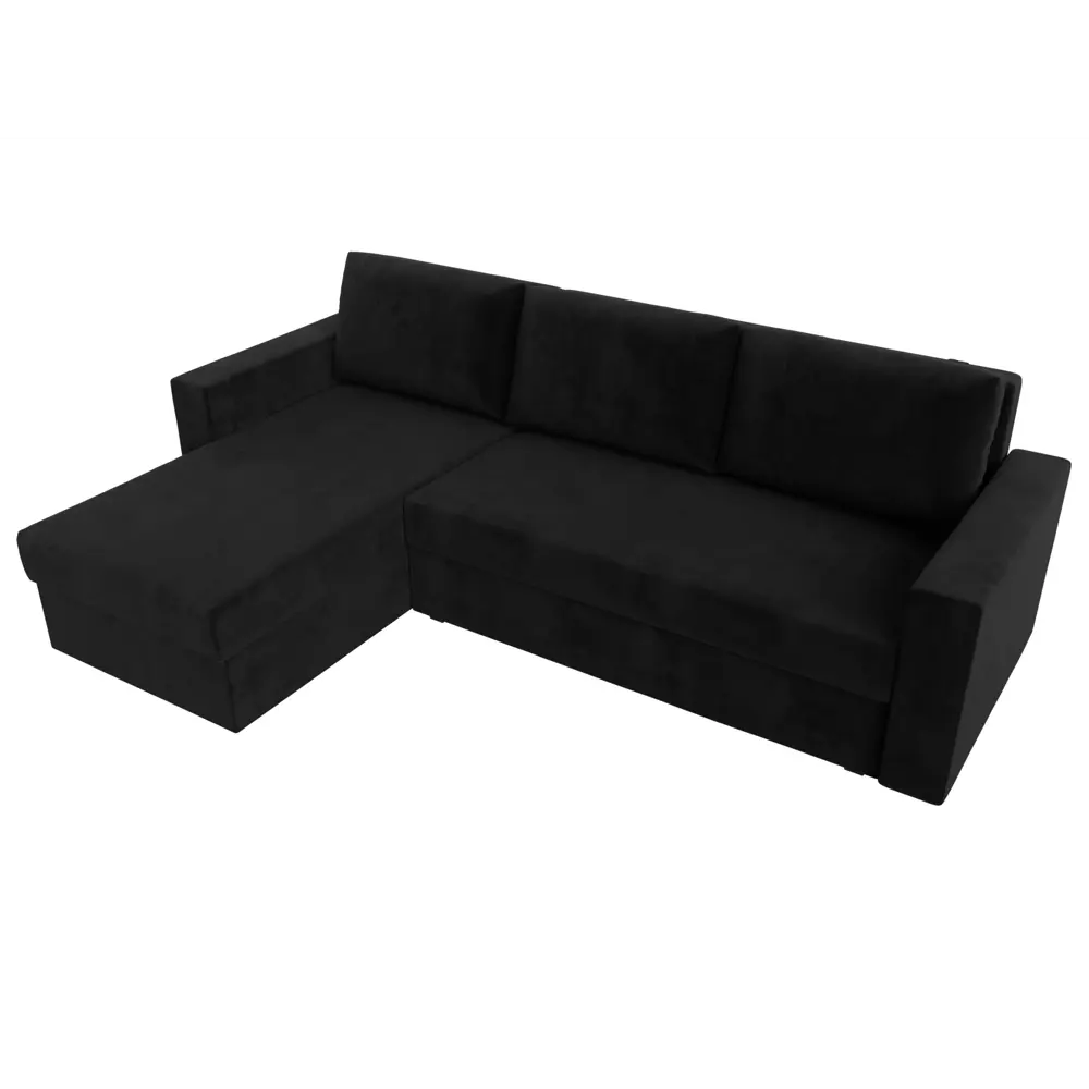 Фото 6 Диван раскладной Лига диванов 117153L_спб 227x90x141 см велюр цвет черный