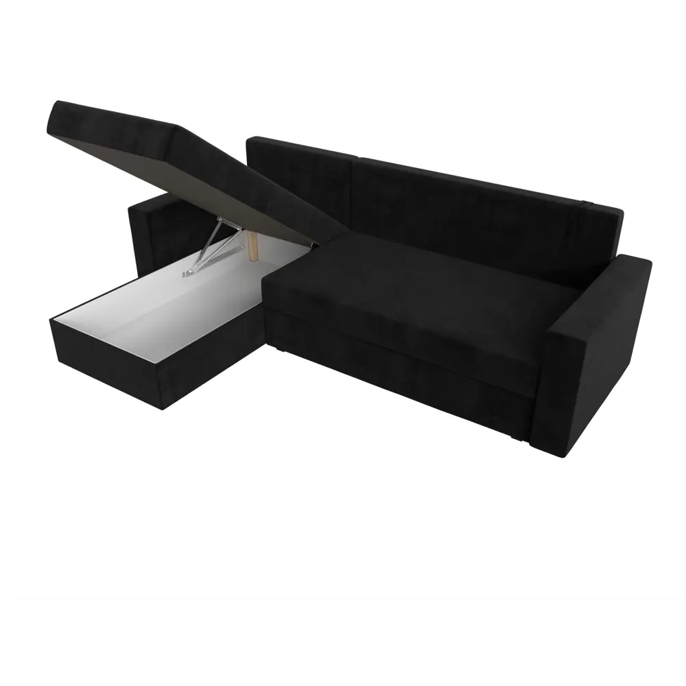 Фото 9 Диван раскладной Лига диванов 117153L_спб 227x90x141 см велюр цвет черный
