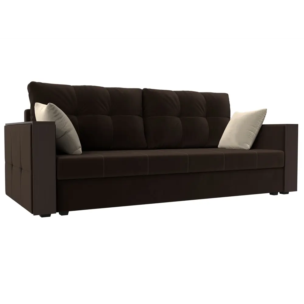 Фото Диван Лига Диванов Валенсия 225x79x85 см микровельвет цвет коричневый/бежевый Фото Диван Лига Диванов Валенсия 225x79x85 см микровельвет цвет коричневый/бежевый