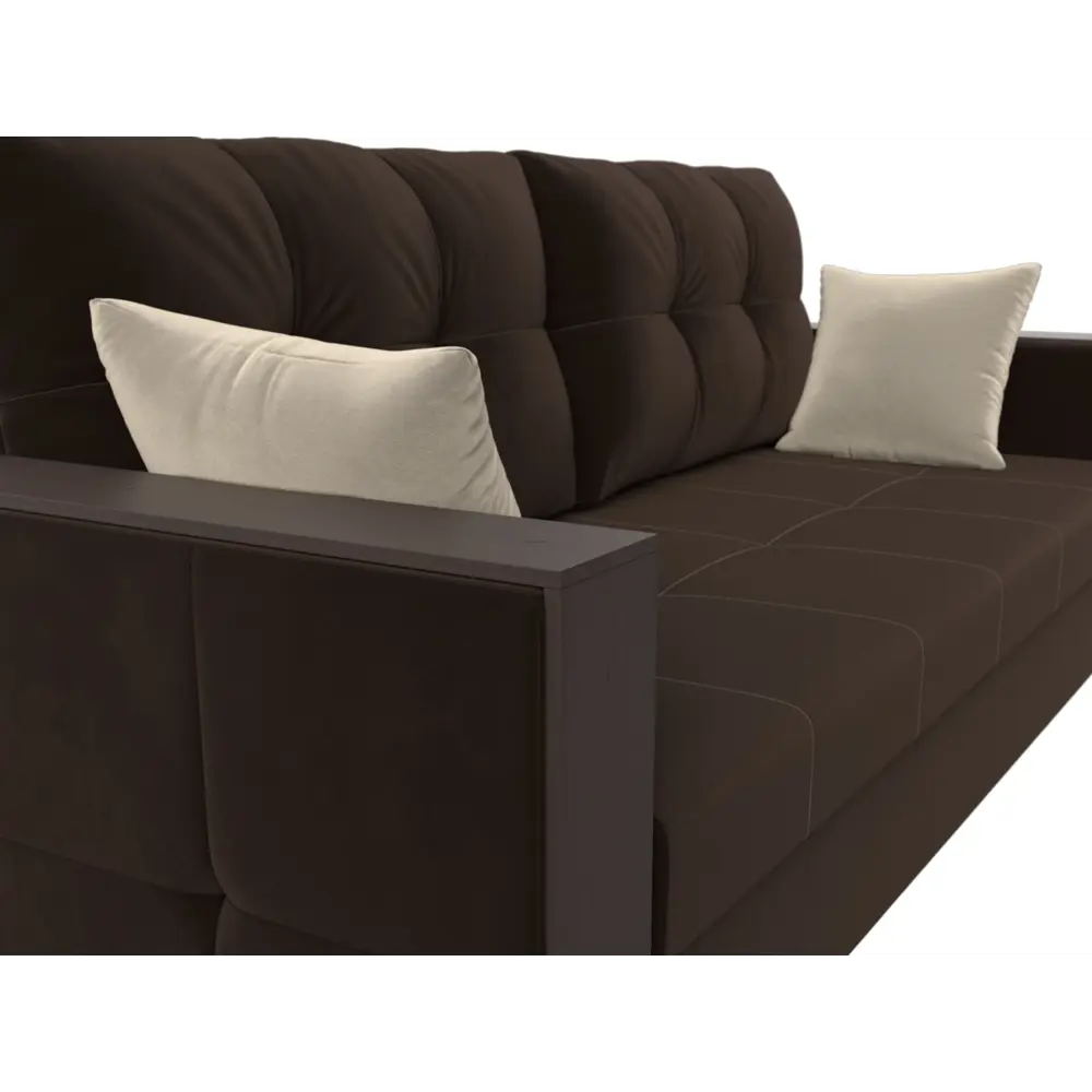 Фото 3 Диван Лига Диванов Валенсия 225x79x85 см микровельвет цвет коричневый/бежевый Фото 3 Диван Лига Диванов Валенсия 225x79x85 см микровельвет цвет коричневый/бежевый