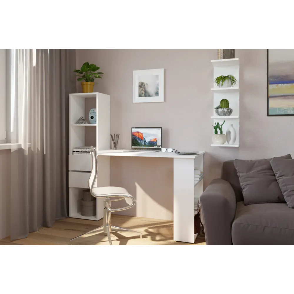 Фото Стол письменный Герда СП-5 144x137.6x60 см ЛДСП цвет белый Фото Стол письменный Герда СП-5 144x137.6x60 см ЛДСП цвет белый