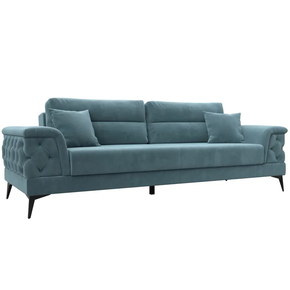 Фото Диван раскладной Лига диванов 260x96x97 см велюр цвет бирюзовый Фото Диван раскладной Лига диванов 260x96x97 см велюр цвет бирюзовый