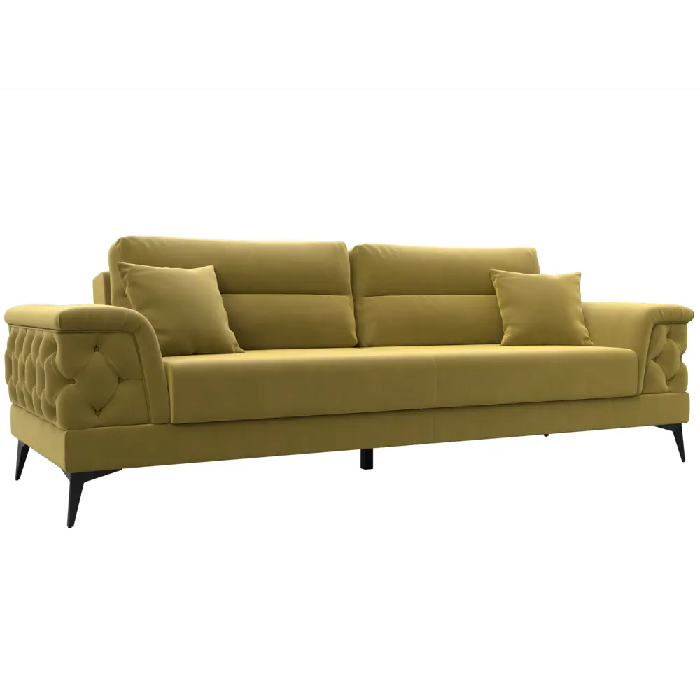 Фото Диван раскладной Лига диванов 260x96x97 см вельвет цвет желтый Фото Диван раскладной Лига диванов 260x96x97 см вельвет цвет желтый