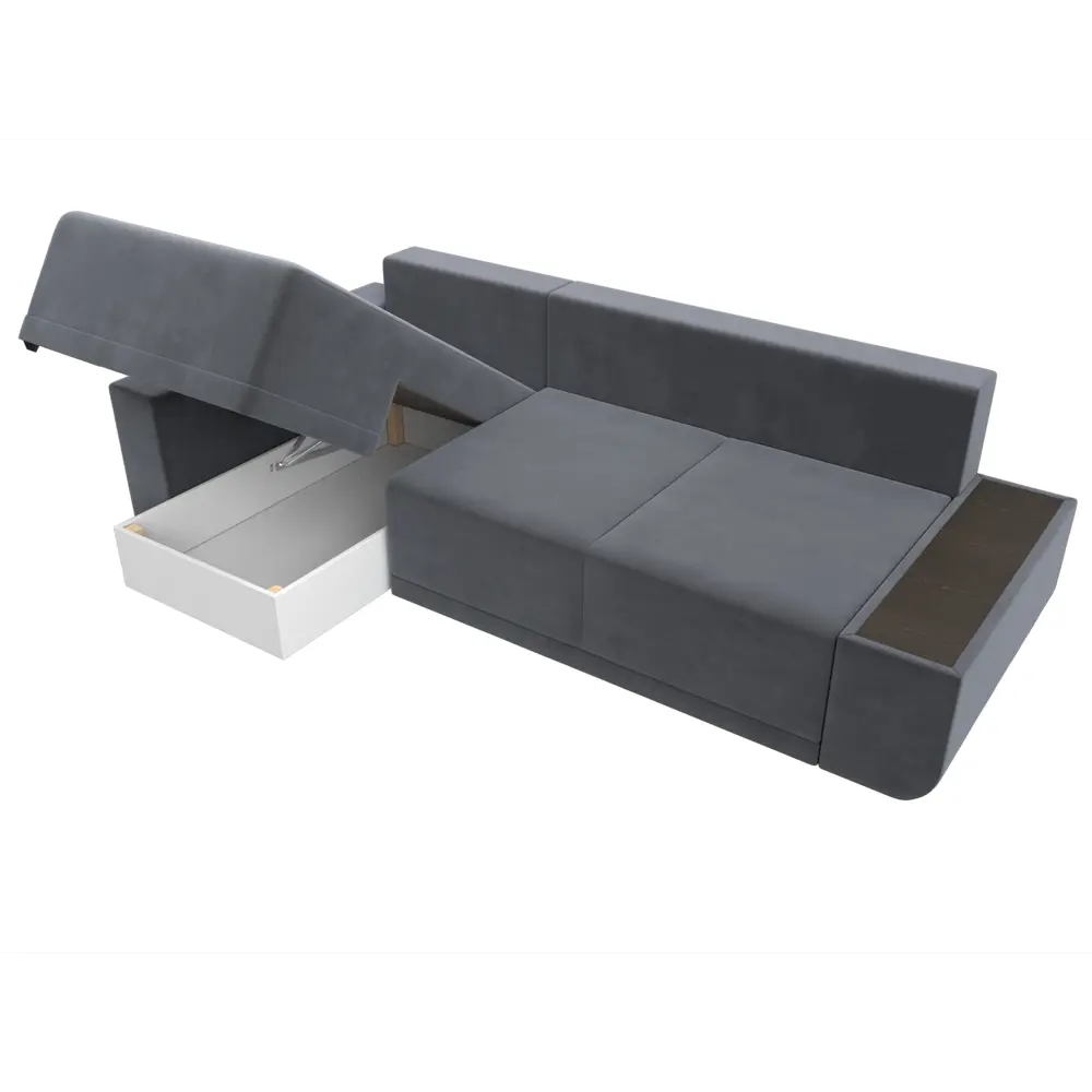 Фото 9 Диван раскладной Лига диванов 110740L_спб 249x90x154 см велюр цвет серый