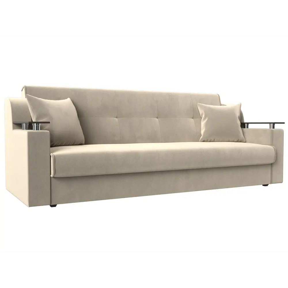 Фото Диван раскладной Лига диванов 208x87x80 см вельвет цвет бежевый Фото Диван раскладной Лига диванов 208x87x80 см вельвет цвет бежевый