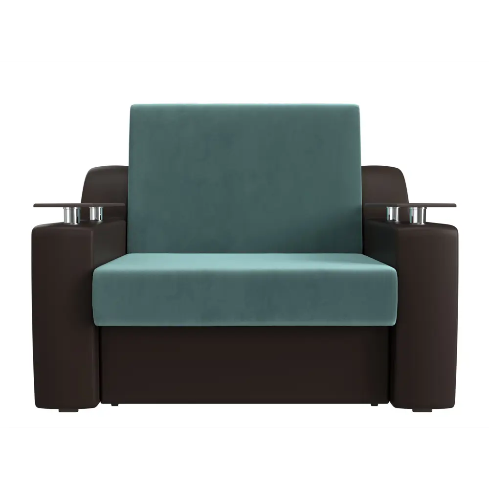 Фото 2 Диван раскладной Лига диванов 132x93x110 см велюр цвет бирюзовый/коричневый Фото 2 Диван раскладной Лига диванов 132x93x110 см велюр цвет бирюзовый/коричневый