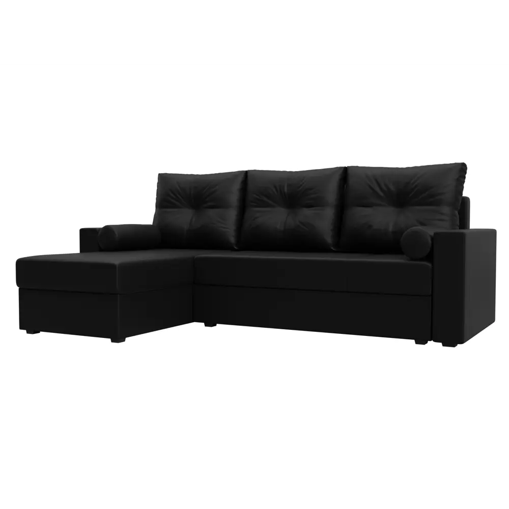 Фото Диван раскладной Лига диванов 114079L_спб 230x87x142 см эко-кожа цвет черный Фото Диван раскладной Лига диванов 114079L_спб 230x87x142 см эко-кожа цвет черный