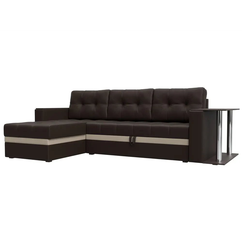 Фото Диван раскладной Лига диванов 28461L_спб 249x93x154 см эко-кожа цвет коричневый/бежевый