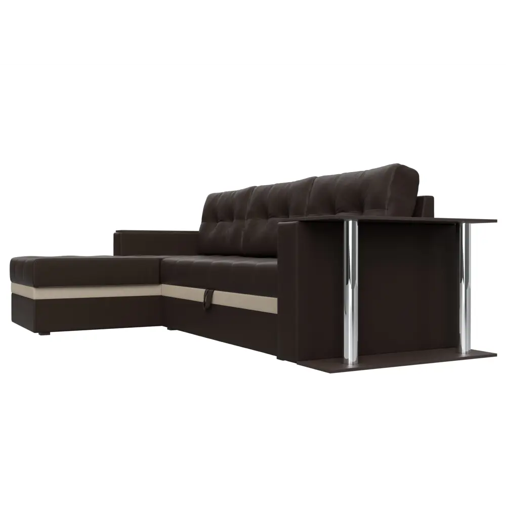 Фото 4 Диван раскладной Лига диванов 28461L_спб 249x93x154 см эко-кожа цвет коричневый/бежевый