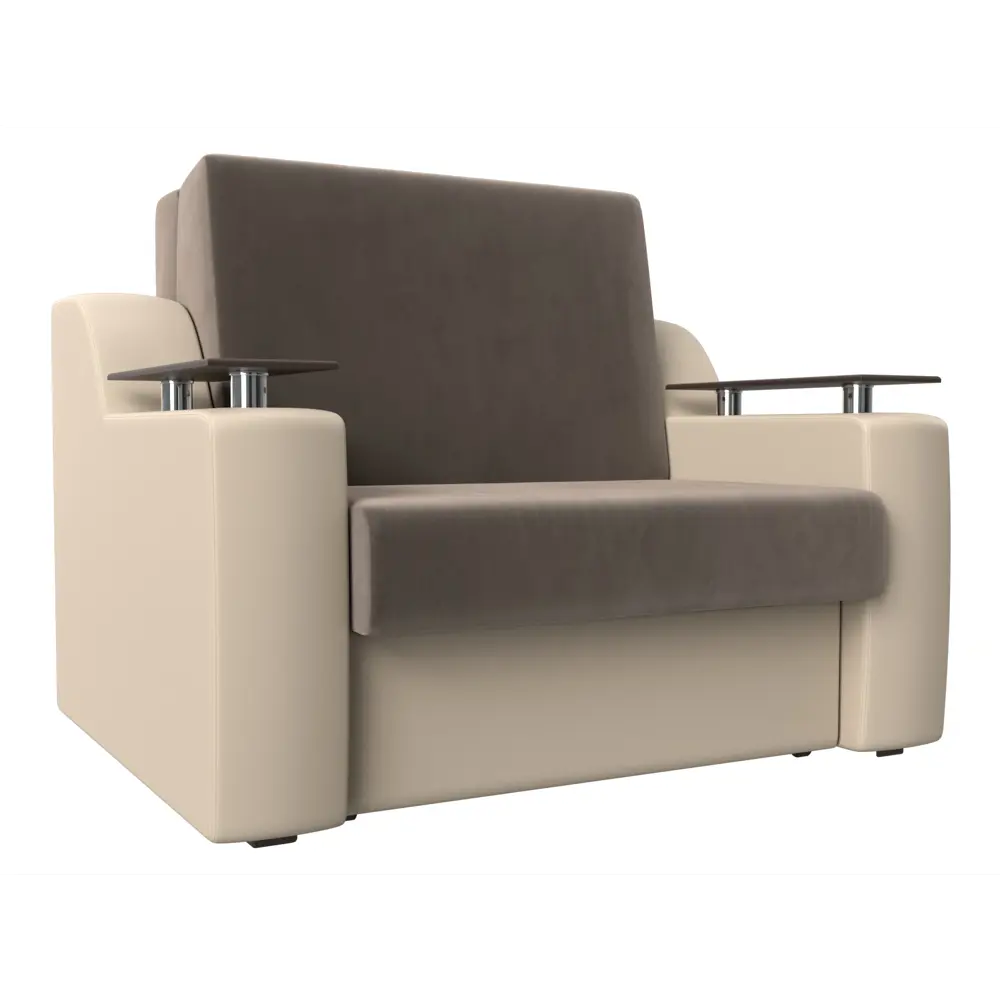 Фото Диван раскладной Лига диванов 152x93x110 см велюр цвет коричневый/бежевый Фото Диван раскладной Лига диванов 152x93x110 см велюр цвет коричневый/бежевый