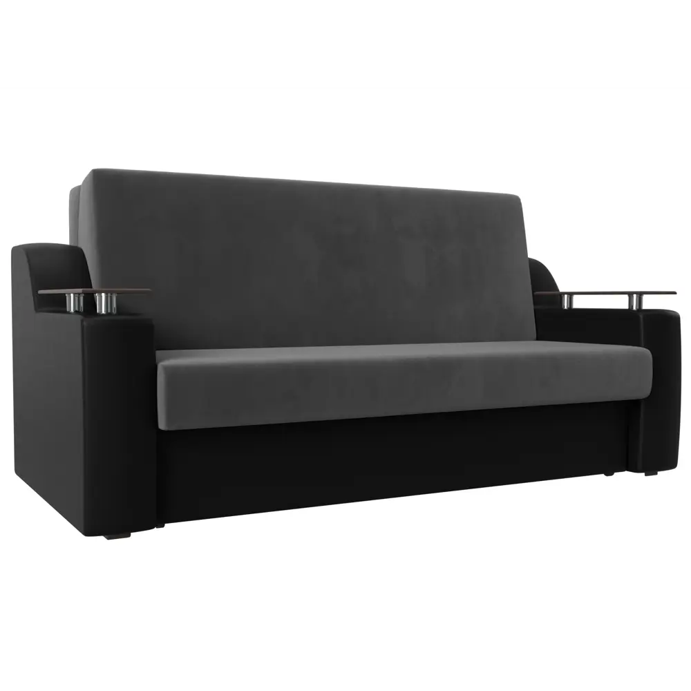 Фото Диван раскладной Лига диванов 172x93x110 см велюр цвет серый/черный Фото Диван раскладной Лига диванов 172x93x110 см велюр цвет серый/черный