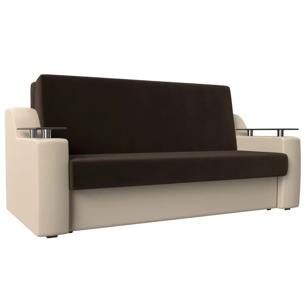 Фото Диван раскладной Лига диванов 192x93x110 см вельвет цвет коричневый/бежевый Фото Диван раскладной Лига диванов 192x93x110 см вельвет цвет коричневый/бежевый