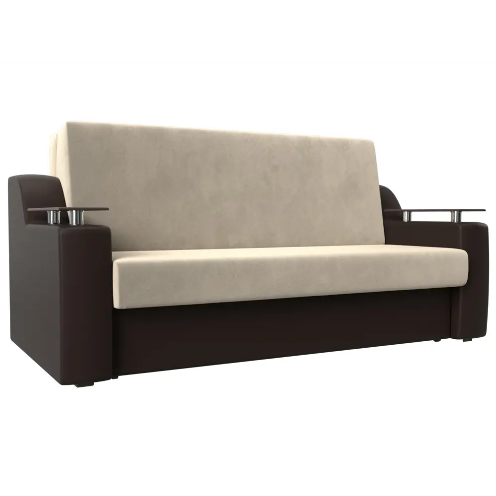 Фото Диван раскладной Лига диванов 172x93x110 см вельвет цвет бежевый/коричневый Фото Диван раскладной Лига диванов 172x93x110 см вельвет цвет бежевый/коричневый
