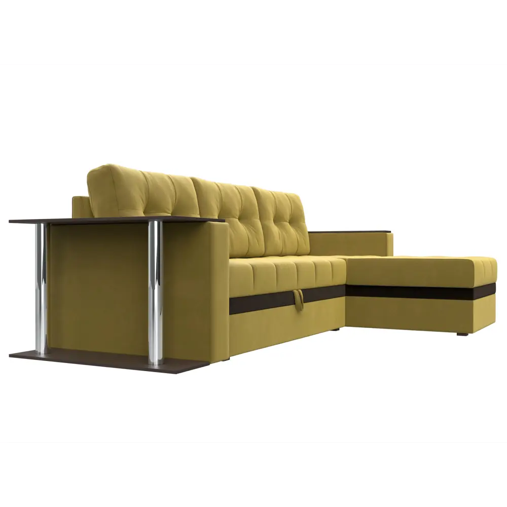 Фото 4 Диван раскладной Лига диванов 105551_спб 249x93x154 см вельвет цвет желтый/коричневый
