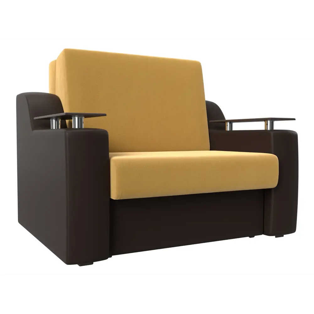 Фото Диван раскладной Лига диванов 132x93x110 см вельвет цвет желтый/коричневый Фото Диван раскладной Лига диванов 132x93x110 см вельвет цвет желтый/коричневый