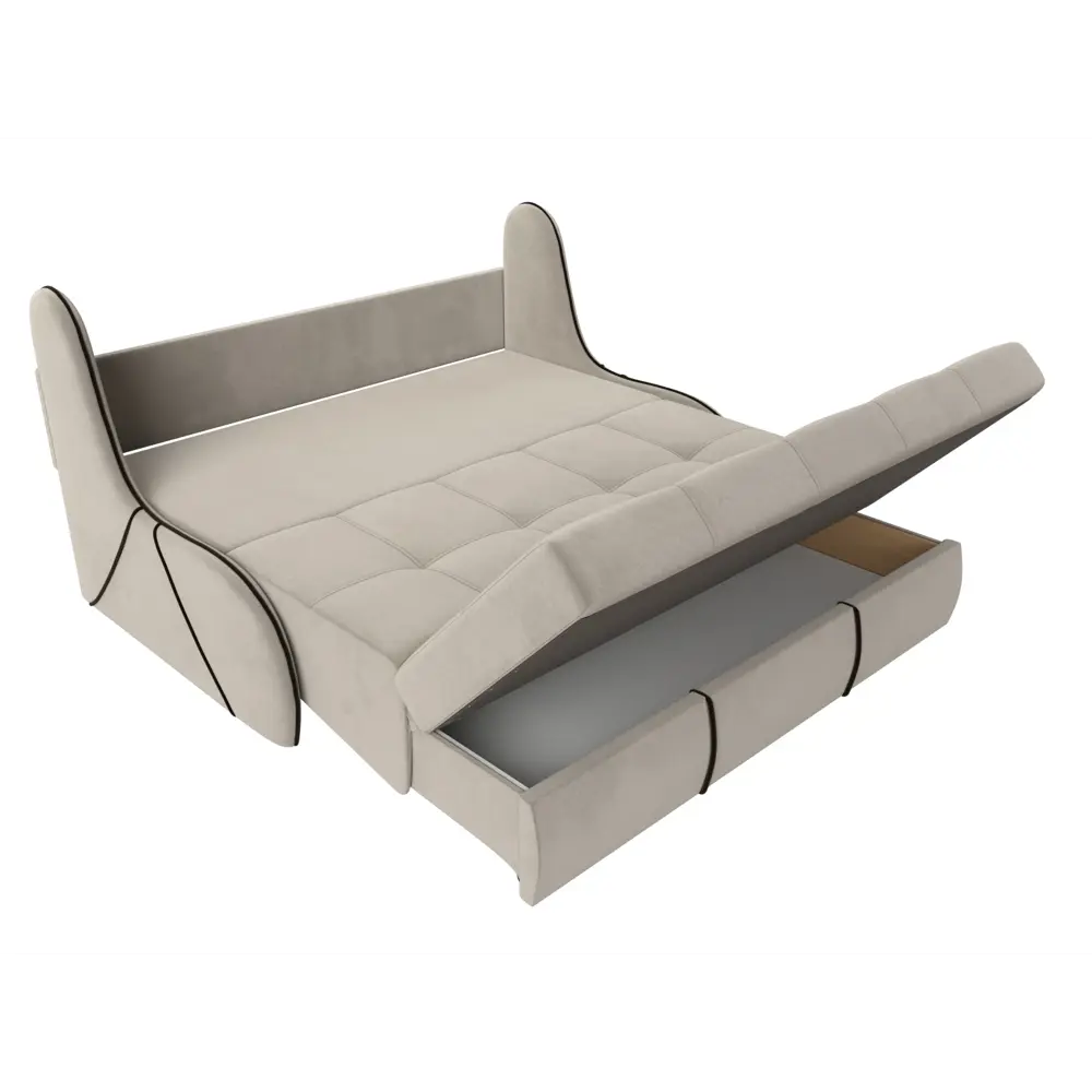 Фото 7 Диван раскладной Лига диванов 155x92x104 см вельвет цвет бежевый/коричневый