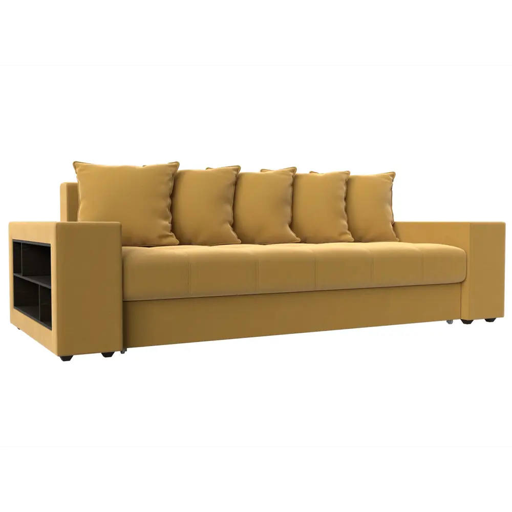 Фото Диван раскладной Лига диванов 110545_спб 240x96x109 см вельвет цвет желтый
