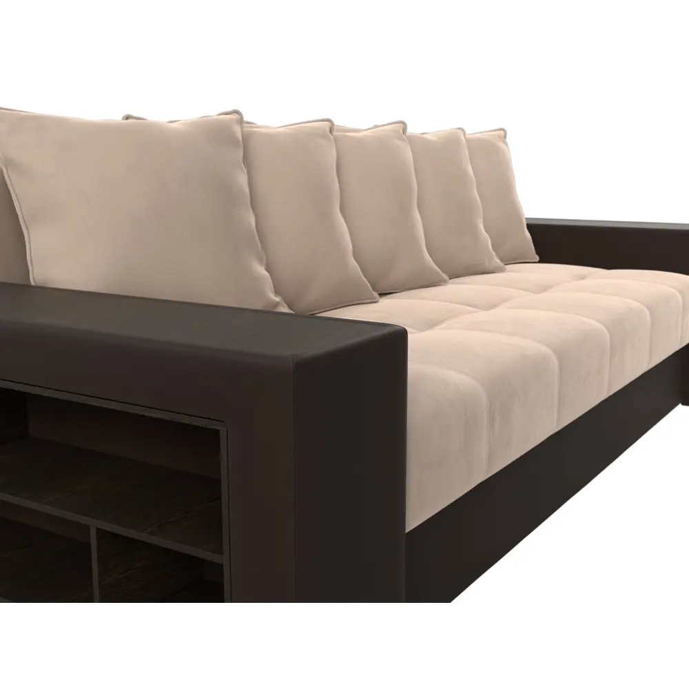 Фото 3 Диван раскладной Лига диванов 110573_спб 240x96x109 см велюр цвет бежевый/коричневый Фото 3 Диван раскладной Лига диванов 110573_спб 240x96x109 см велюр цвет бежевый/коричневый