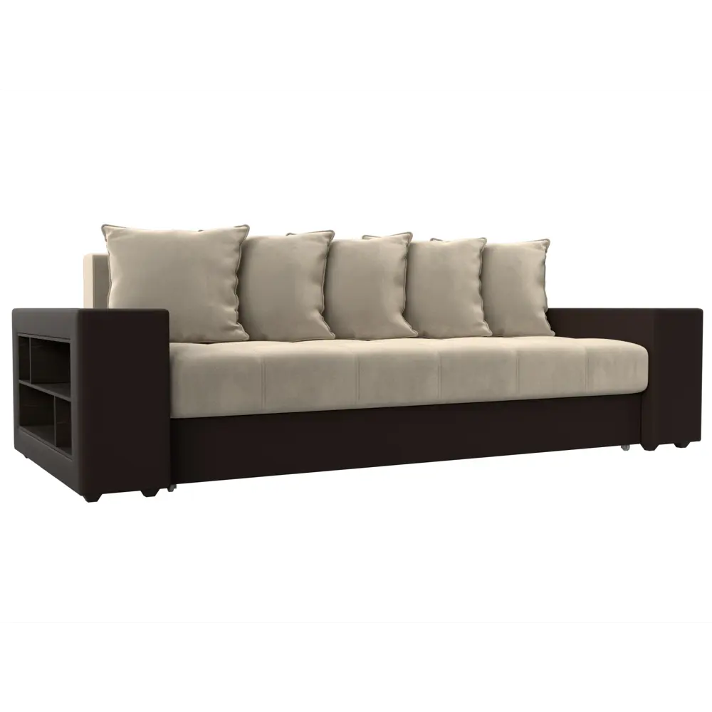 Фото Диван раскладной Лига диванов 31498_спб 240x96x109 см вельвет цвет бежевый/коричневый Фото Диван раскладной Лига диванов 31498_спб 240x96x109 см вельвет цвет бежевый/коричневый