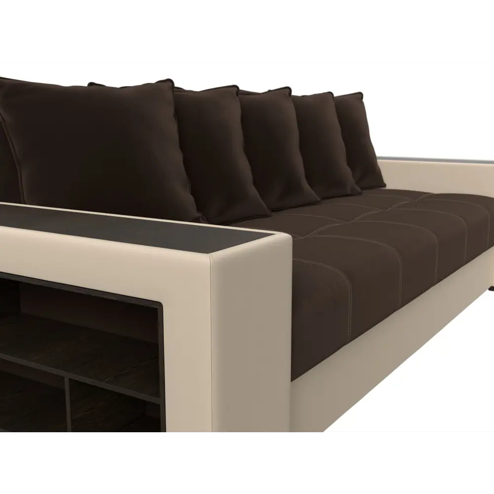 Фото 3 Диван раскладной Лига диванов 31500_спб 240x96x109 см вельвет цвет коричневый/бежевый Фото 3 Диван раскладной Лига диванов 31500_спб 240x96x109 см вельвет цвет коричневый/бежевый