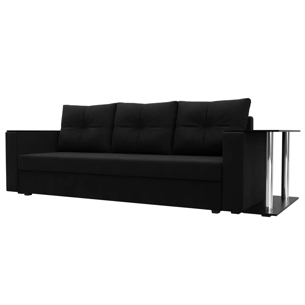 Фото Диван раскладной Лига диванов 112486R_спб 230x90x80 см вельвет цвет черный Фото Диван раскладной Лига диванов 112486R_спб 230x90x80 см вельвет цвет черный