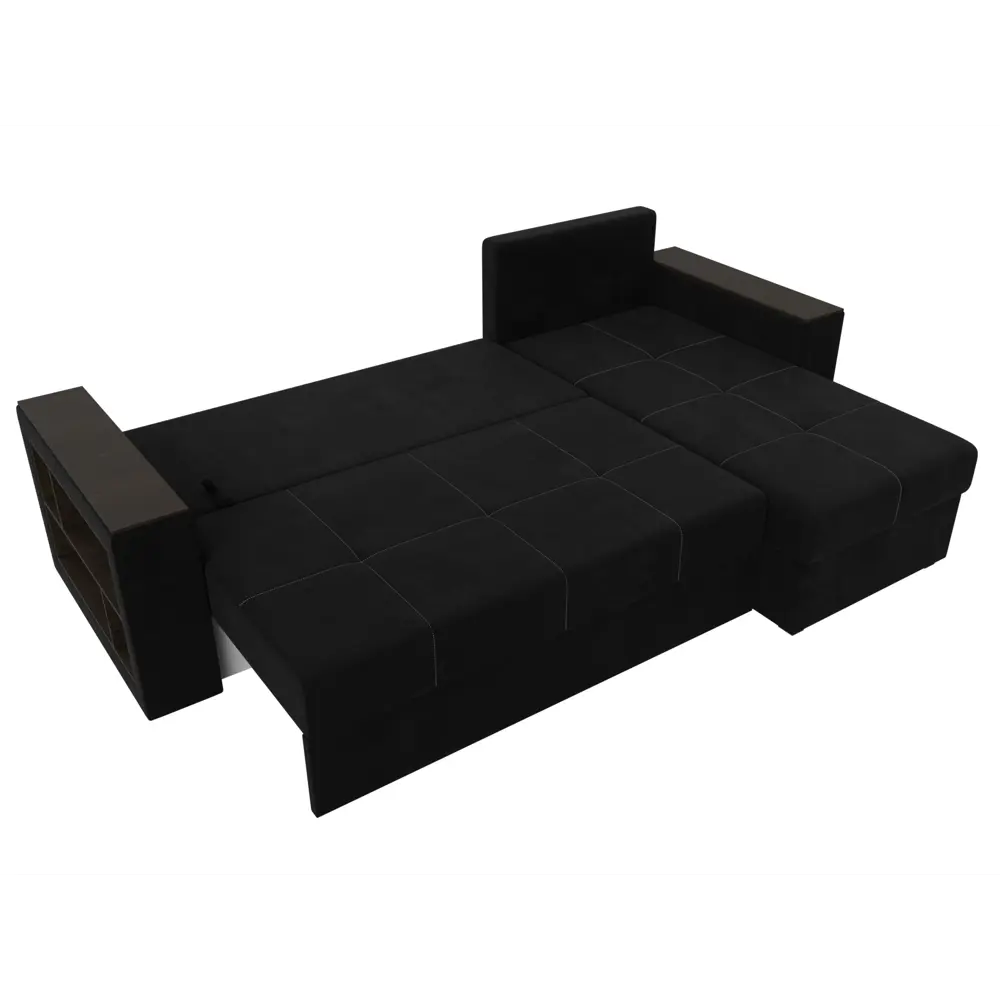 Фото 8 Диван раскладной Лига диванов 114170_спб 236x85x140 см вельвет цвет черный Фото 8 Диван раскладной Лига диванов 114170_спб 236x85x140 см вельвет цвет черный