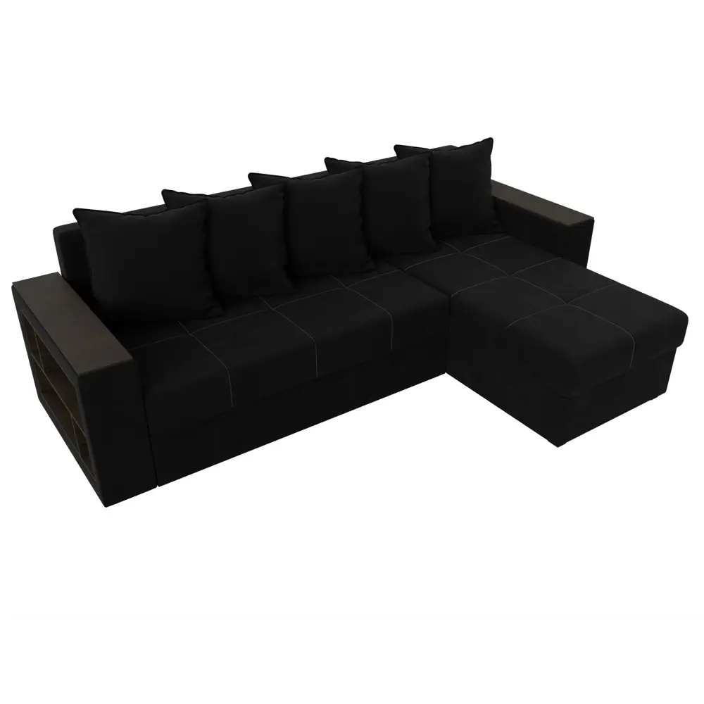 Фото 6 Диван раскладной Лига диванов 114170_спб 236x85x140 см вельвет цвет черный Фото 6 Диван раскладной Лига диванов 114170_спб 236x85x140 см вельвет цвет черный