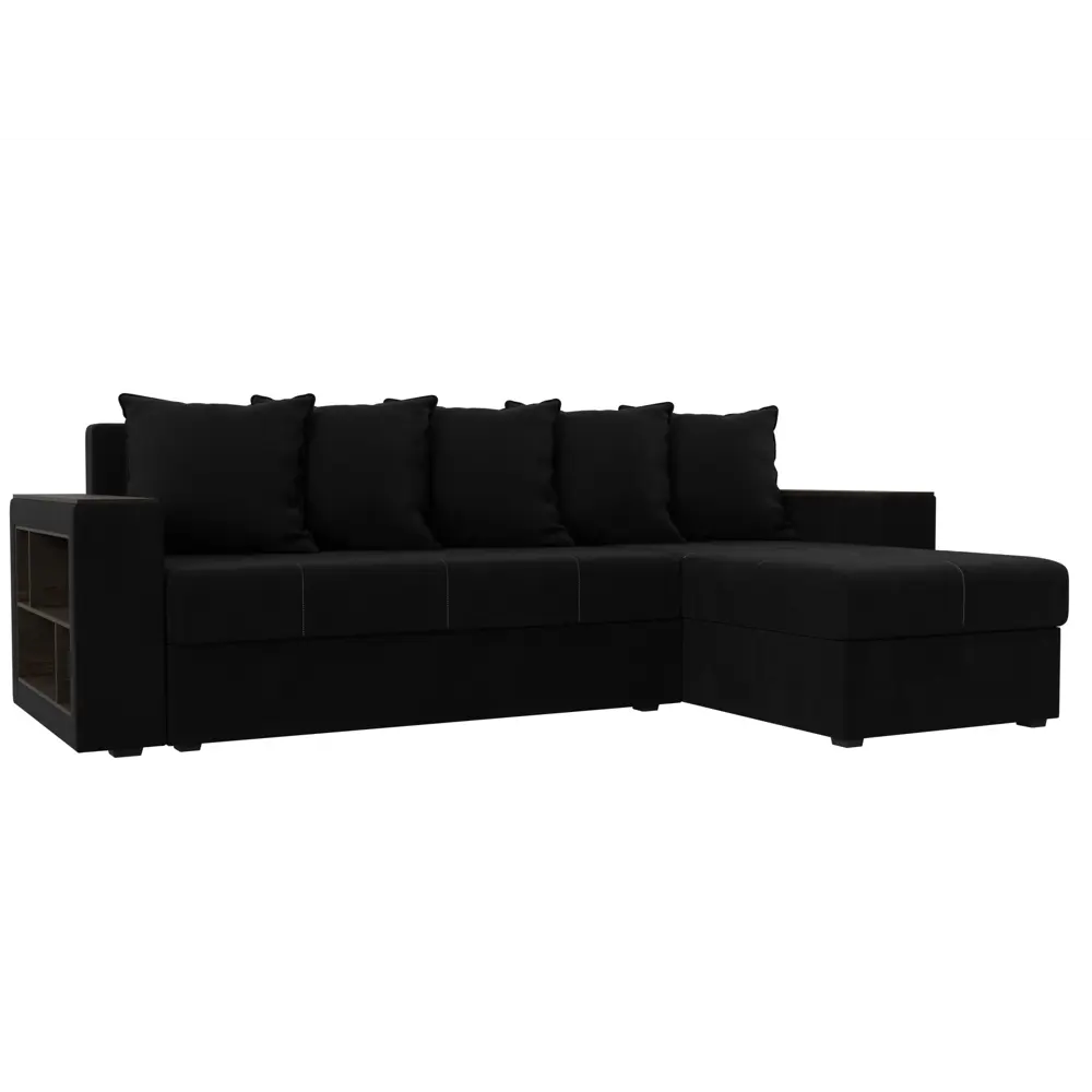 Фото Диван раскладной Лига диванов 114170_спб 236x85x140 см вельвет цвет черный Фото Диван раскладной Лига диванов 114170_спб 236x85x140 см вельвет цвет черный