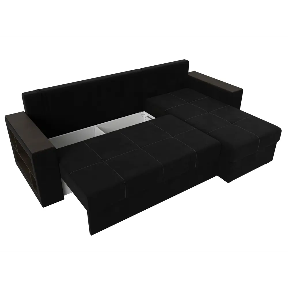 Фото 7 Диван раскладной Лига диванов 114170_спб 236x85x140 см вельвет цвет черный Фото 7 Диван раскладной Лига диванов 114170_спб 236x85x140 см вельвет цвет черный