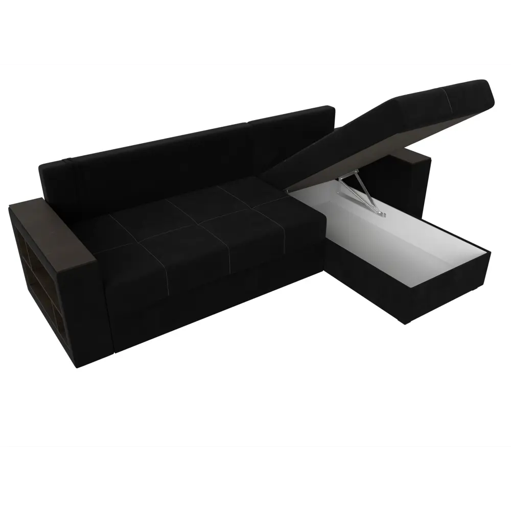 Фото 9 Диван раскладной Лига диванов 114170_спб 236x85x140 см вельвет цвет черный Фото 9 Диван раскладной Лига диванов 114170_спб 236x85x140 см вельвет цвет черный