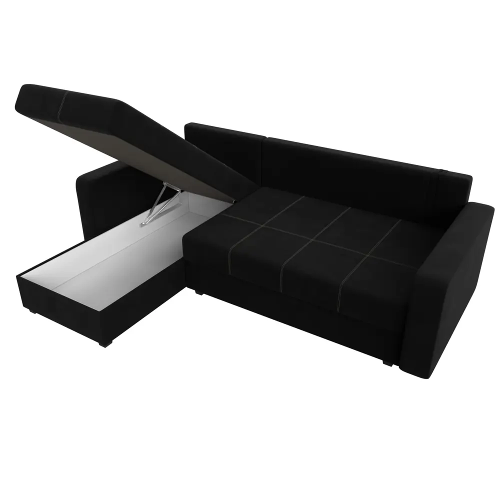 Фото 8 Диван раскладной Лига диванов 117734L_спб 226x85x140 см вельвет цвет черный Фото 8 Диван раскладной Лига диванов 117734L_спб 226x85x140 см вельвет цвет черный
