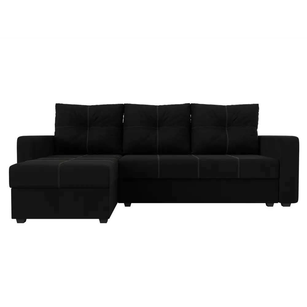 Фото 2 Диван раскладной Лига диванов 117734L_спб 226x85x140 см вельвет цвет черный Фото 2 Диван раскладной Лига диванов 117734L_спб 226x85x140 см вельвет цвет черный