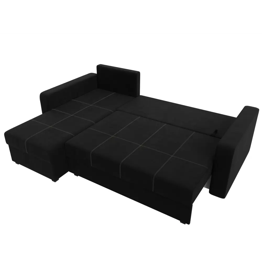 Фото 7 Диван раскладной Лига диванов 117734L_спб 226x85x140 см вельвет цвет черный Фото 7 Диван раскладной Лига диванов 117734L_спб 226x85x140 см вельвет цвет черный
