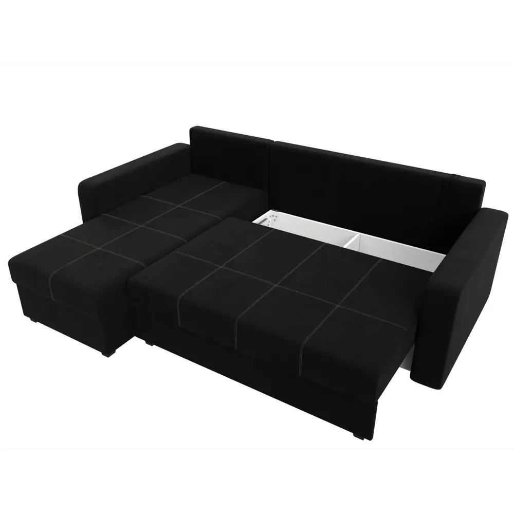 Фото 6 Диван раскладной Лига диванов 117734L_спб 226x85x140 см вельвет цвет черный Фото 6 Диван раскладной Лига диванов 117734L_спб 226x85x140 см вельвет цвет черный