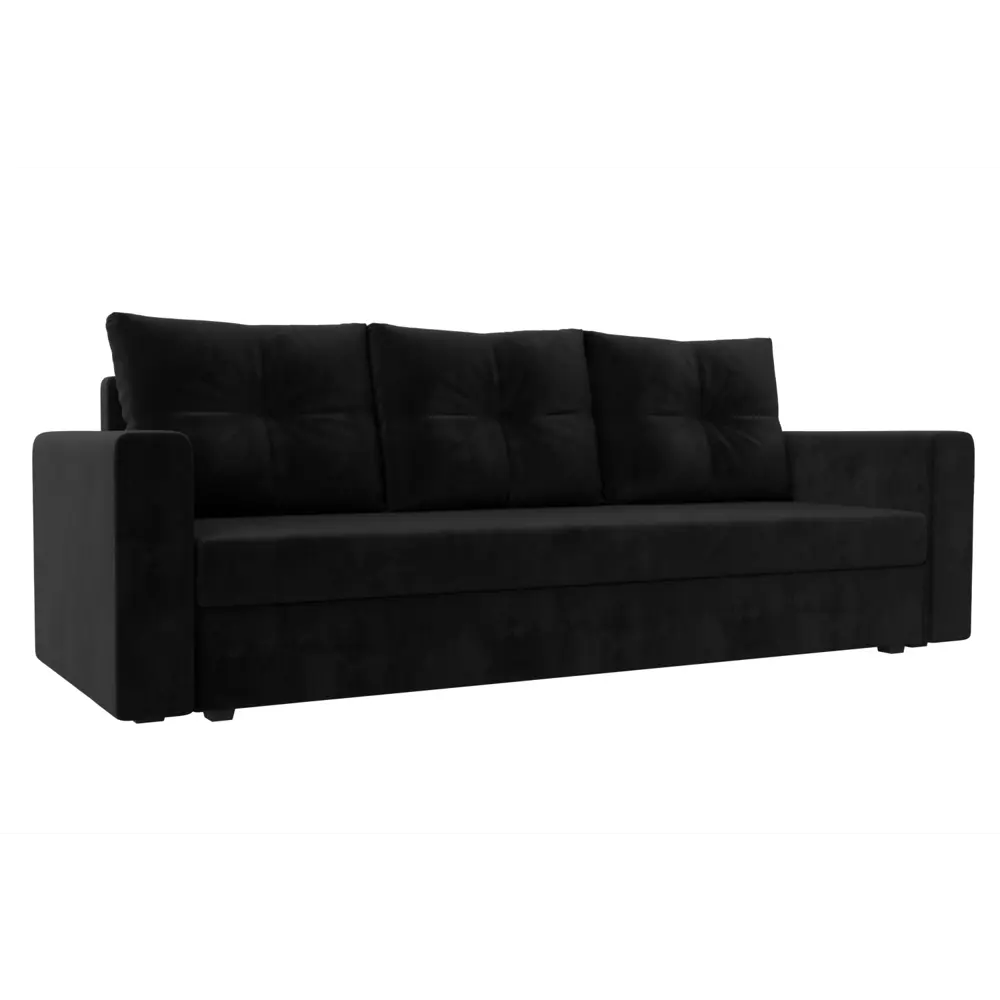 Фото Диван раскладной Лига диванов 121184_спб 220x90x80 см велюр цвет черный Фото Диван раскладной Лига диванов 121184_спб 220x90x80 см велюр цвет черный