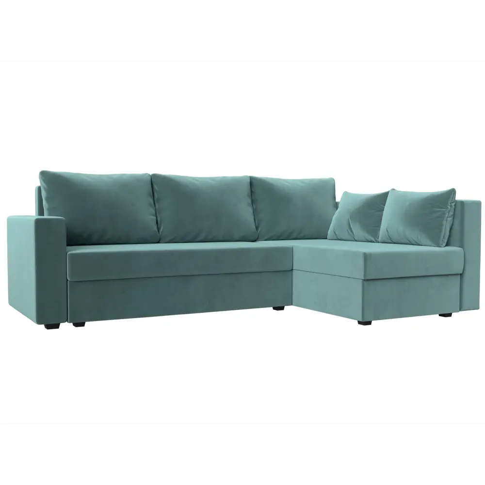 Фото Диван раскладной Лига диванов 112521_спб 226x90x140 см велюр цвет бирюзовый