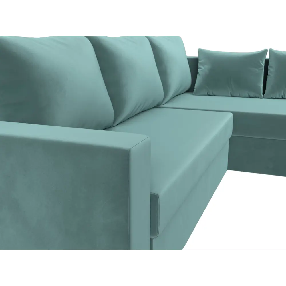 Фото 3 Диван раскладной Лига диванов 112521_спб 226x90x140 см велюр цвет бирюзовый