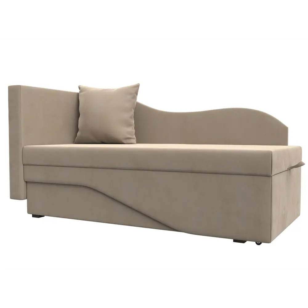 Фото Диван раскладной Лига диванов 126116L_спб 134x70x72 см велюр цвет бежевый Фото Диван раскладной Лига диванов 126116L_спб 134x70x72 см велюр цвет бежевый