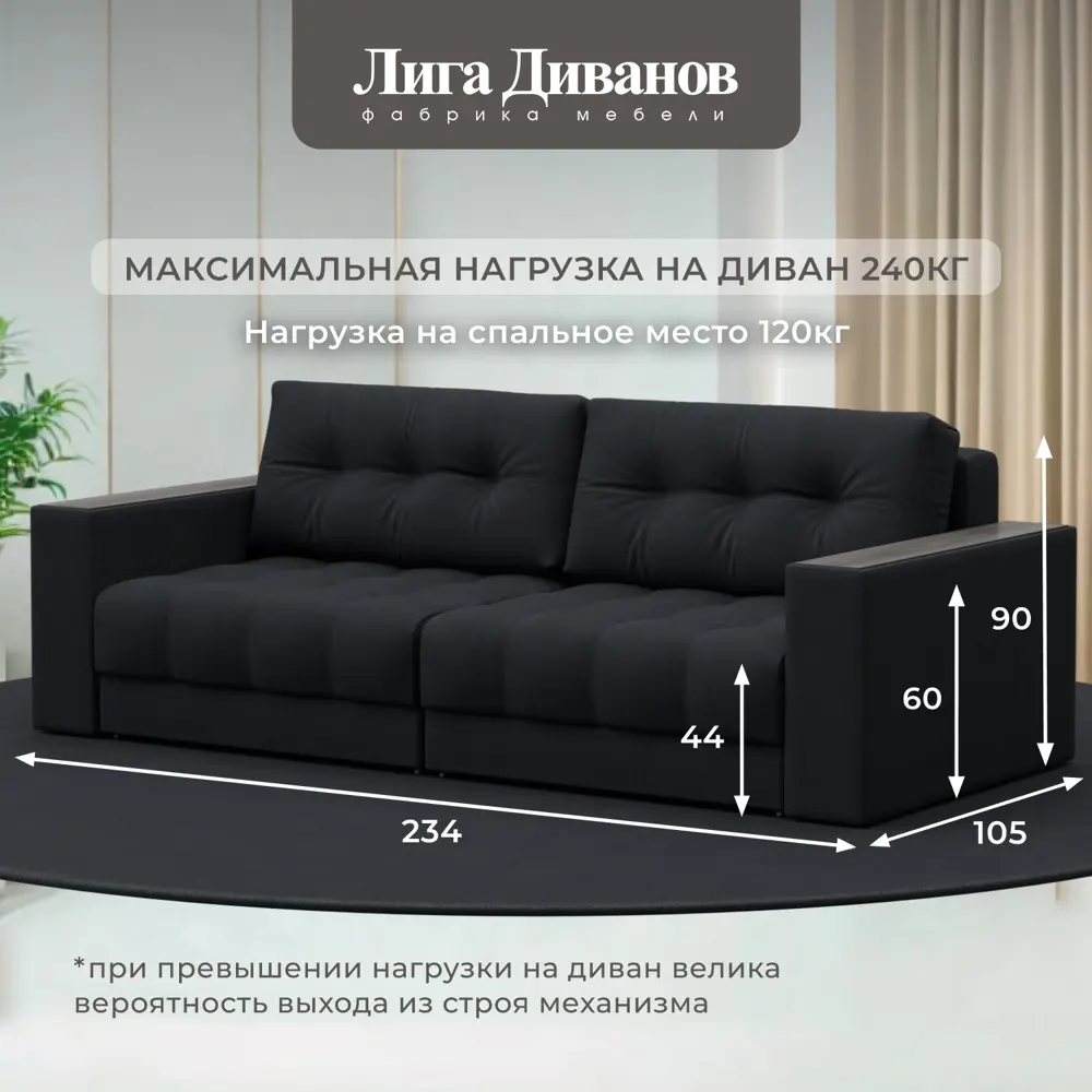 Фото 5 Диван раскладной Лига диванов 234x90x105 см замша цвет joly 16 темно-серый Фото 5 Диван раскладной Лига диванов 234x90x105 см замша цвет joly 16 темно-серый