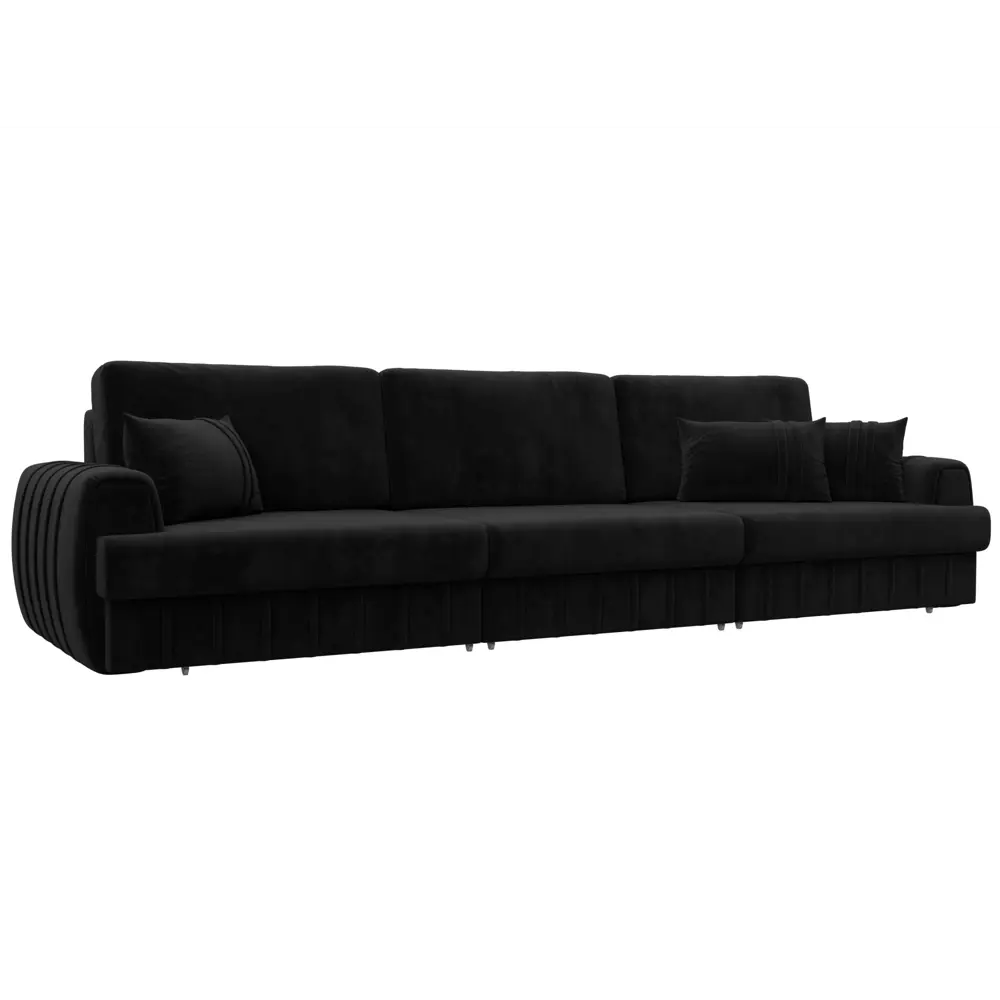 Фото Диван раскладной Лига диванов 129244_спб 336x92x106 см велюр цвет seven 35 черный Фото Диван раскладной Лига диванов 129244_спб 336x92x106 см велюр цвет seven 35 черный