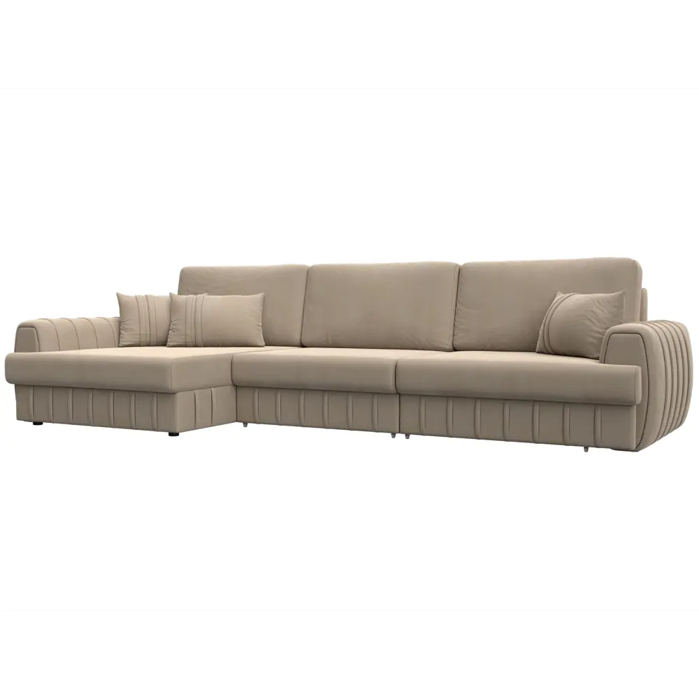 Фото Диван раскладной Лига диванов 129297L_спб 336x92x162 см велюр цвет seven 729 бежевый Фото Диван раскладной Лига диванов 129297L_спб 336x92x162 см велюр цвет seven 729 бежевый