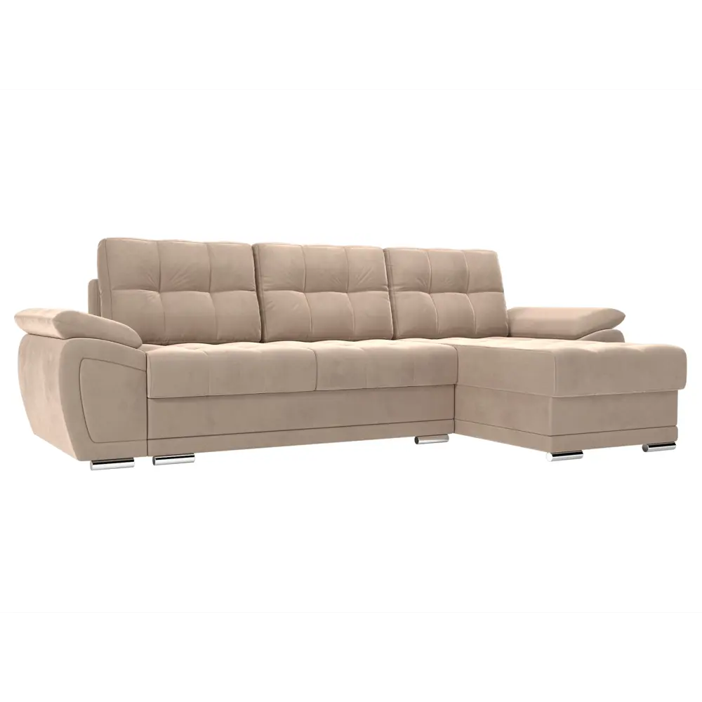 Фото Диван раскладной Лига диванов 109809_спб 264x74x147 см велюр цвет бежевый Фото Диван раскладной Лига диванов 109809_спб 264x74x147 см велюр цвет бежевый