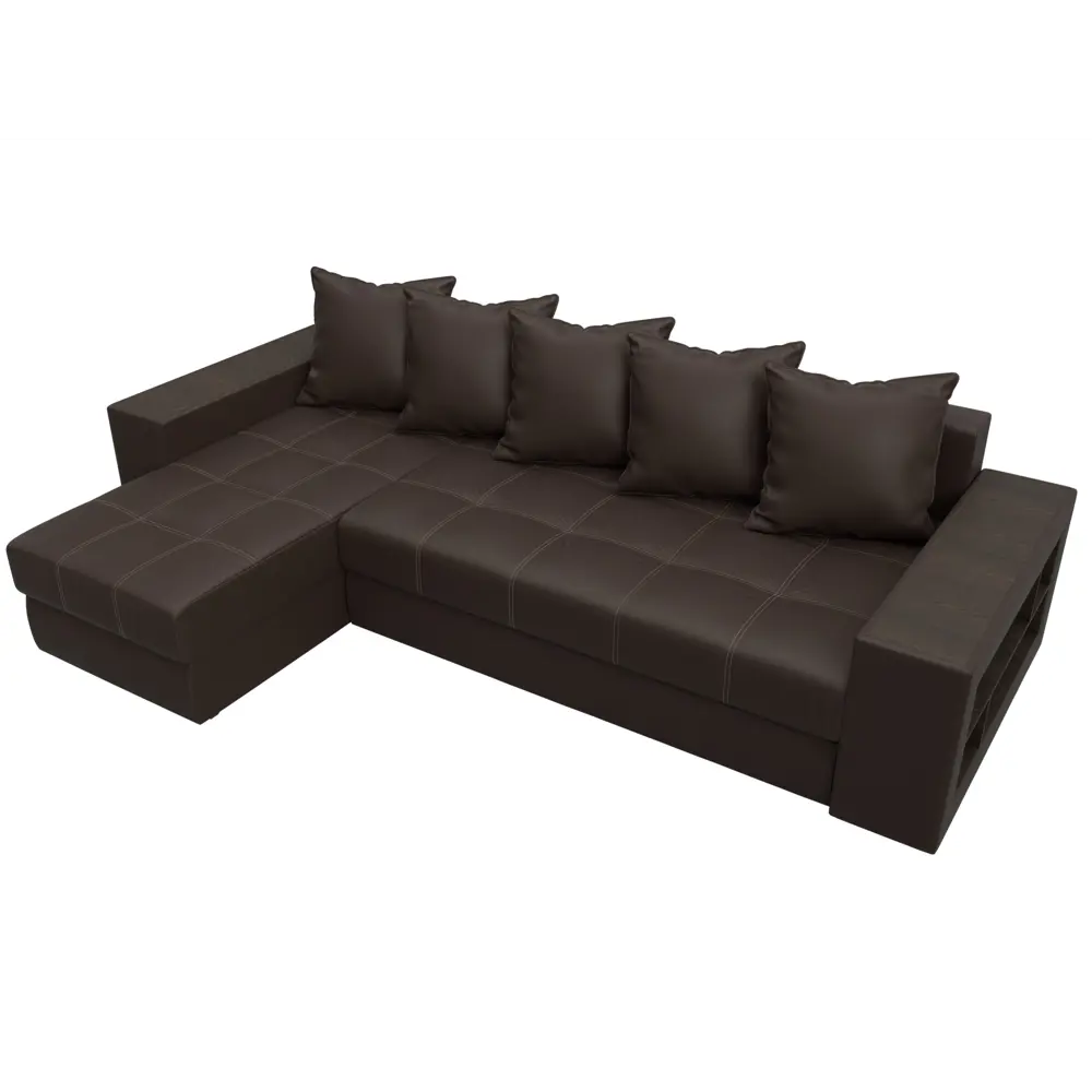 Фото 6 Диван раскладной Лига диванов 29101L_спб 282x90x163 см эко-кожа цвет коричневый