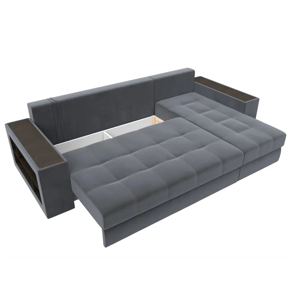 Фото 7 Диван раскладной Лига диванов 110469_спб 282x90x163 см велюр цвет серый