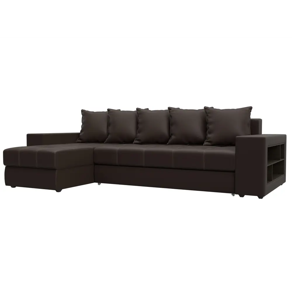 Фото Диван раскладной Лига диванов 29101L_спб 282x90x163 см эко-кожа цвет коричневый